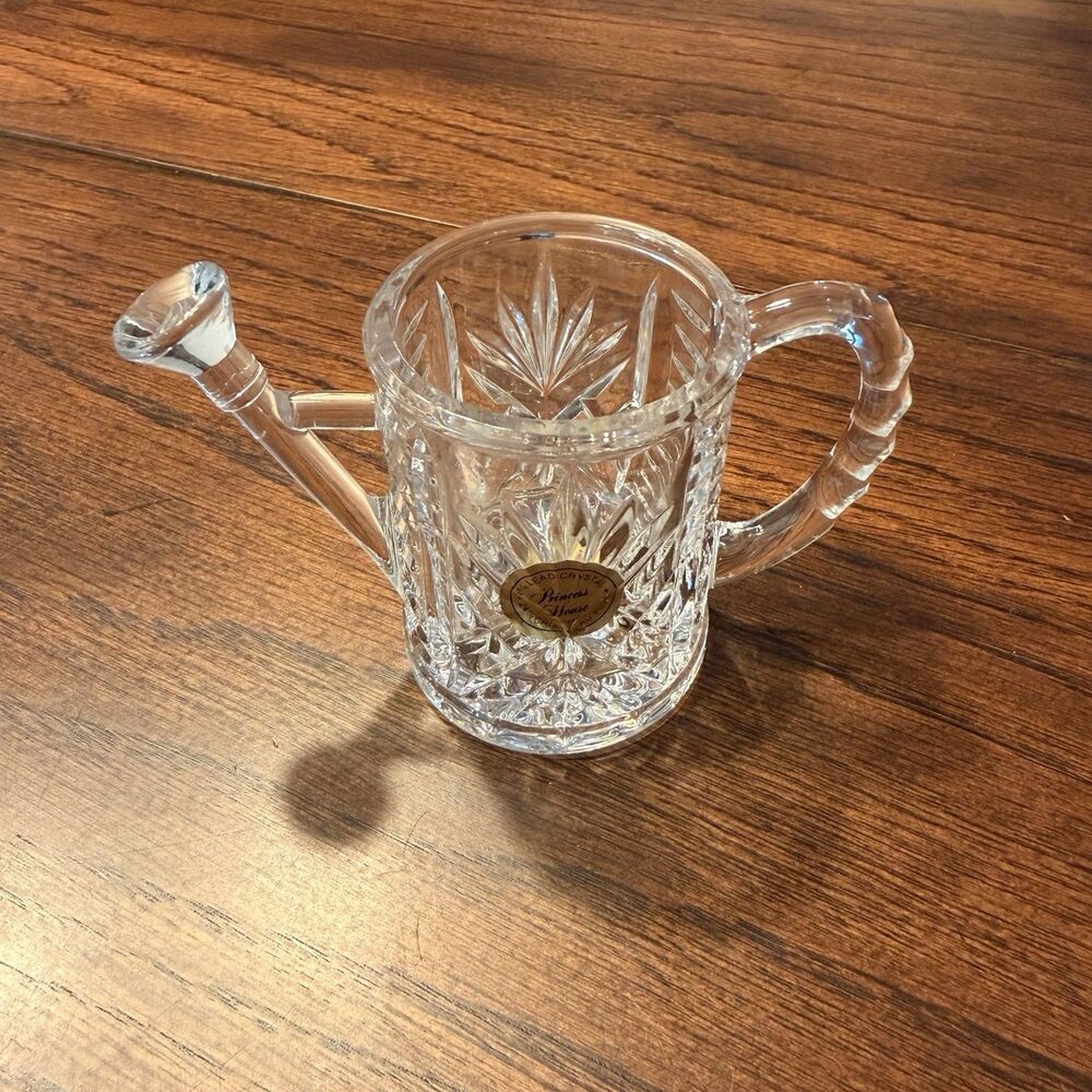 Princess House 24% Lead Crystal Watering Can Germany Cut Crystal Figurine.